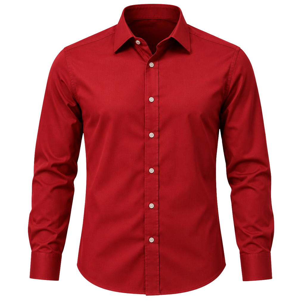 Tailored Premium Cotton Dress Shirt – Deep Red | Truvington