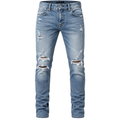 Slim-Fit Distressed Denim Jeans – Light Blue | Truvington