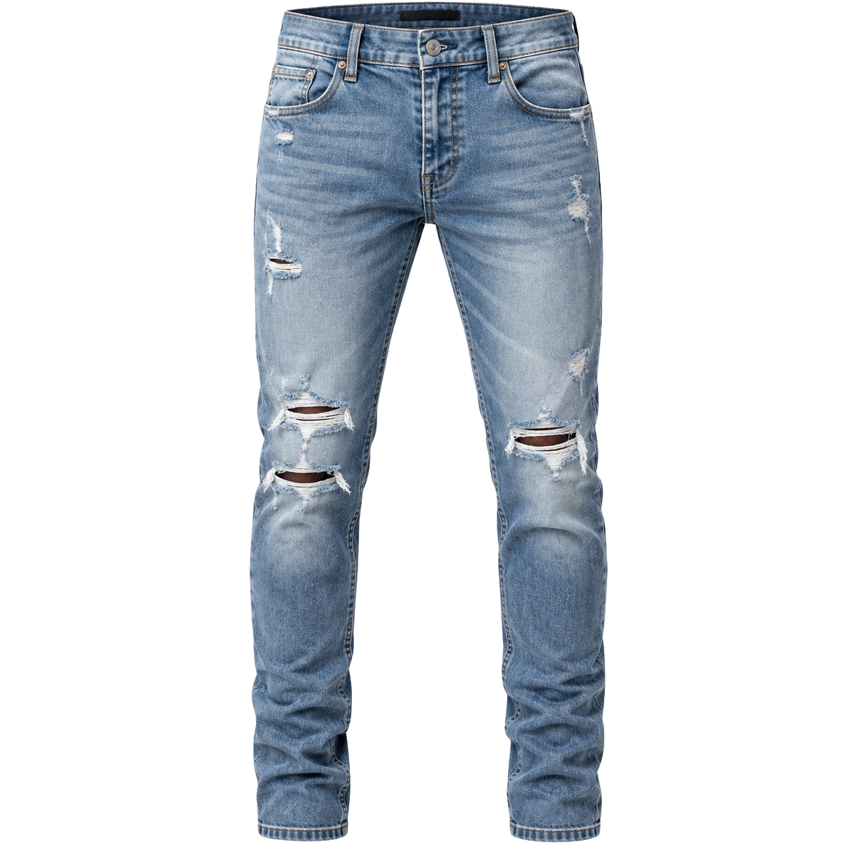 Slim-Fit Distressed Denim Jeans – Light Blue | Truvington