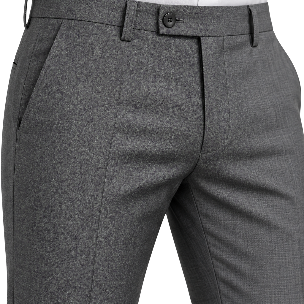 Tailored Wool-Blend Trousers – Charcoal Grey | Truvington