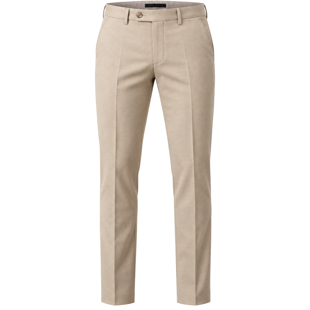 Tailored Wool-Blend Trousers – Sand Beige | Truvington