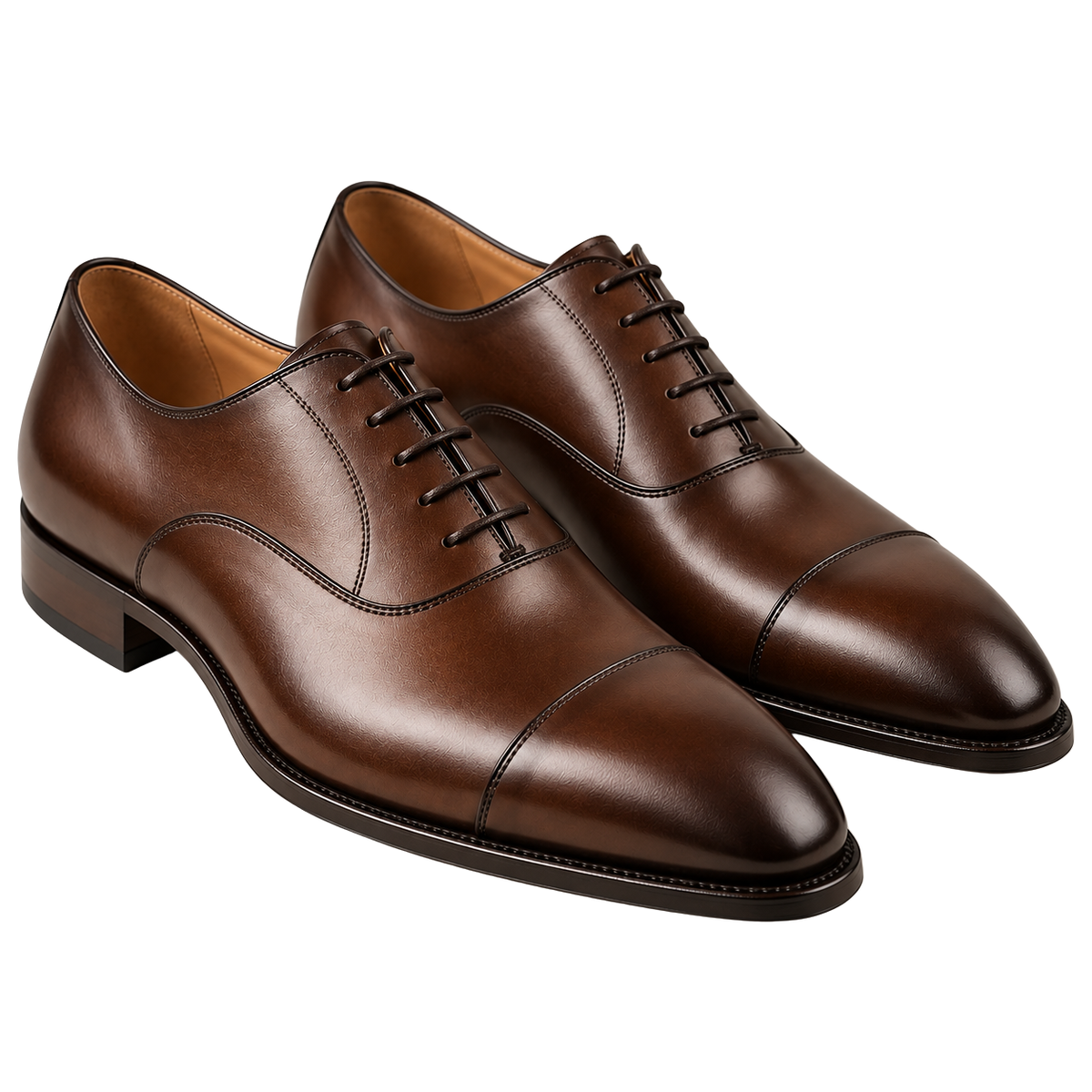 Polished Leather Oxford Shoes – Chestnut Brown | Truvington