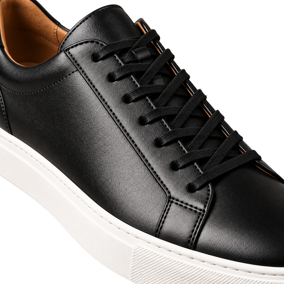 Premium Leather Low-Top Trainers – Black & White | Truvington
